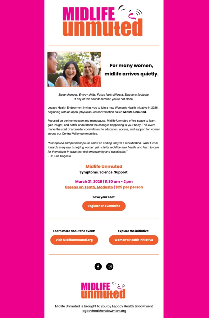 Midlife Unmuted marketing email design